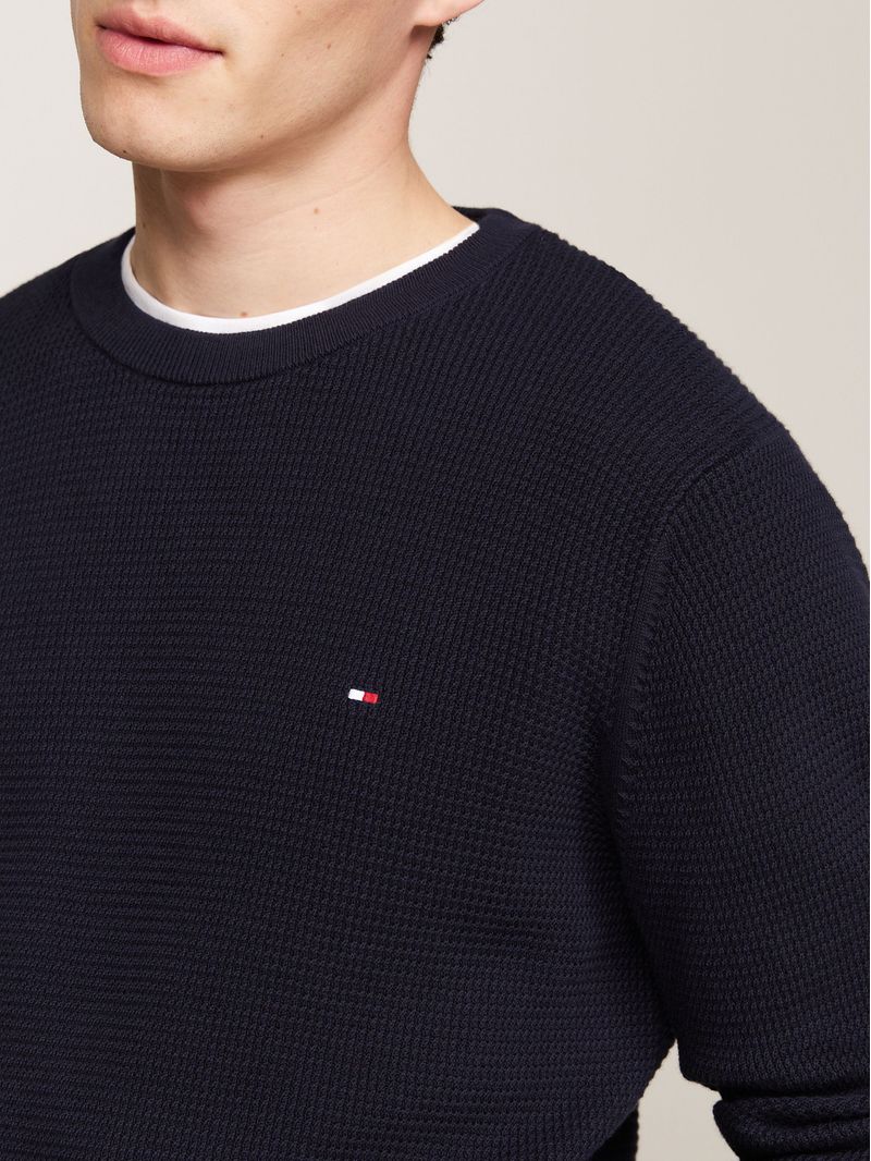 saco-azul-tejido-de-punto-gofrado-con-cuello-redondo