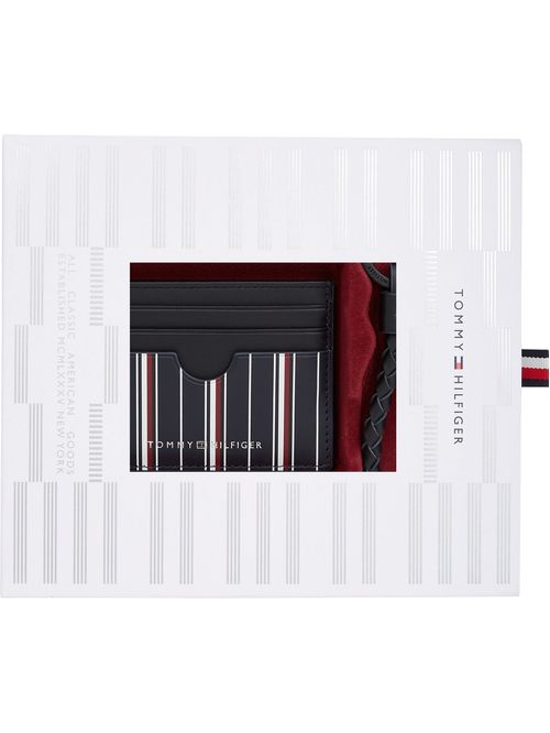 Conjunto multicolor de regalo con llavero y tarjetero de cuero