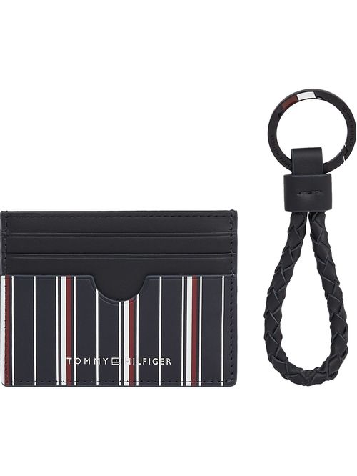 Conjunto multicolor de regalo con llavero y tarjetero de cuero