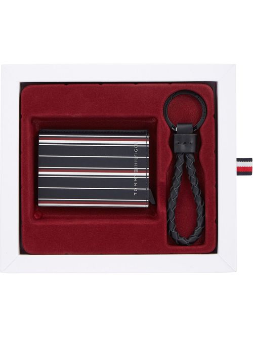 Conjunto multicolor de regalo con llavero y billetera de cuero