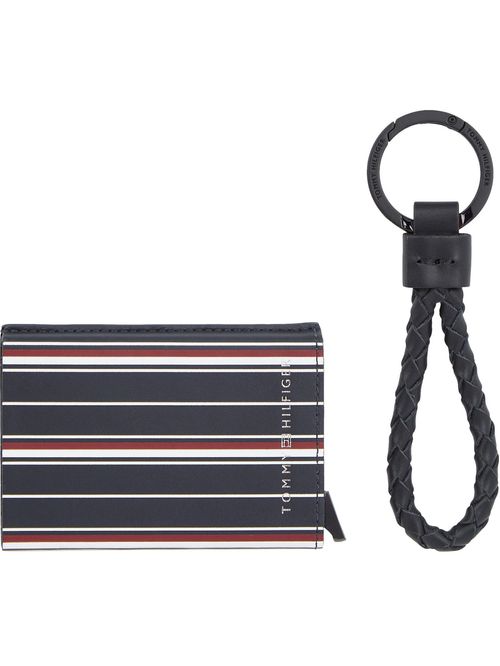 Conjunto multicolor de regalo con llavero y billetera de cuero