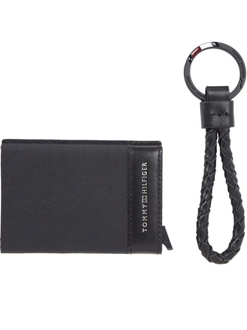 Conjunto negro de regalo con llavero y billetera de cuero