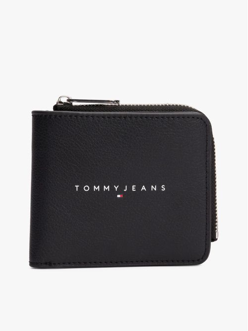 Billetera negra plegable para tarjetas y monedas