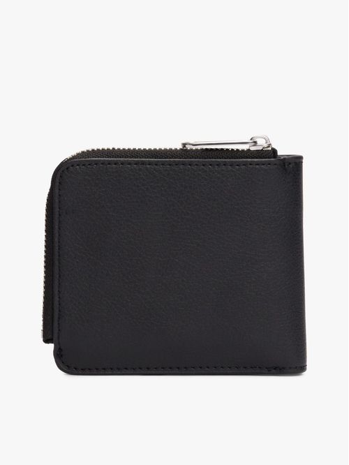 Billetera negra plegable para tarjetas y monedas