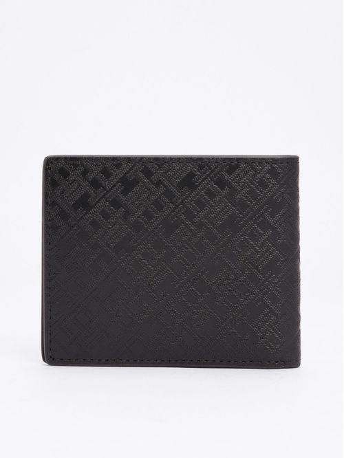 Billetera negra plegable de Cuero con monogramas TH