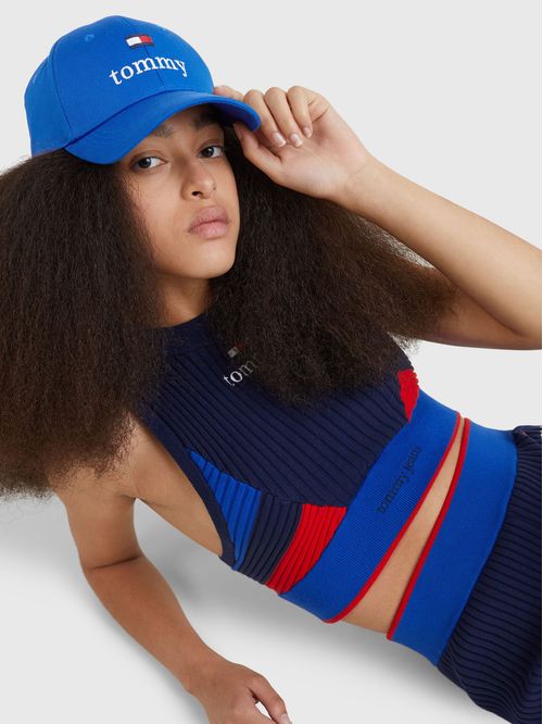 Gorra De Béisbol Con Logo En Fuente Serif Hombre,Mujer Azul Tommy Jeans