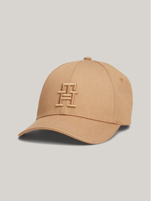 Gorra beige de béisbol con monograma TH bordado