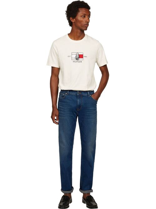 Jeans azul denton de corte recto