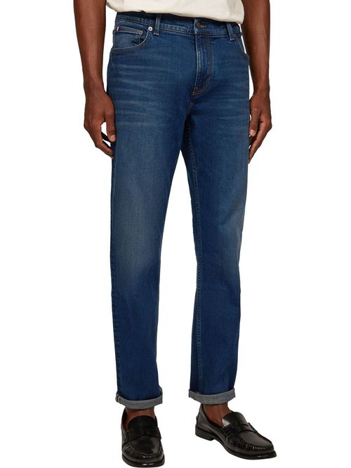 Jeans azul denton de corte recto