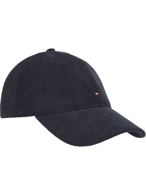 Gorra azul de seis paneles en pana con logo