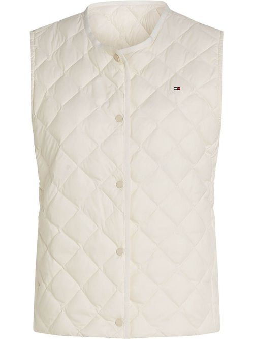 Chaleco blanco acolchado con relleno de plumón