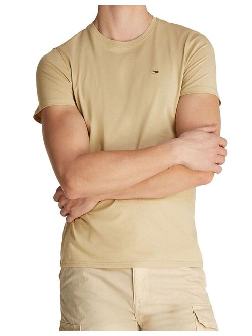 Camiseta beige clásica con cuello redondo