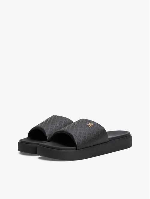 Sandalias negro de plataforma con monogramas TH