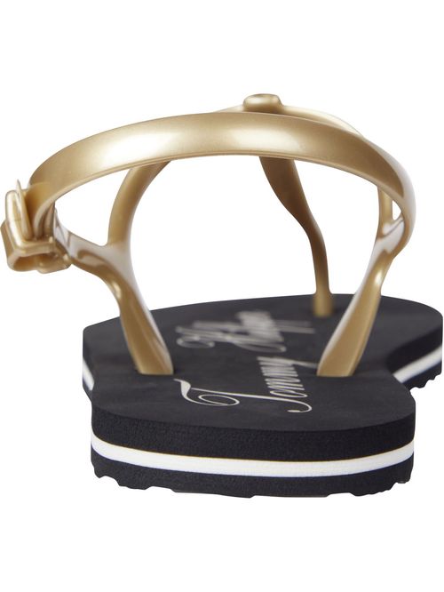 Sandalias dorado Signature con logo