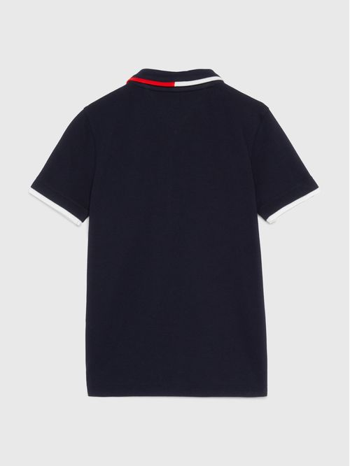 Polo Azul Oscuro de Niño Corte Regular Con Cuello Ribeteado