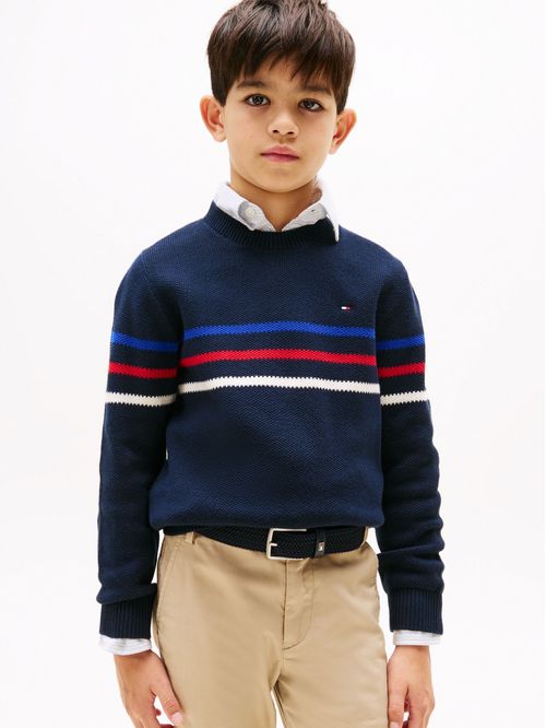 Saco Azul Oscuro Tejido de Rayas Texturizadas