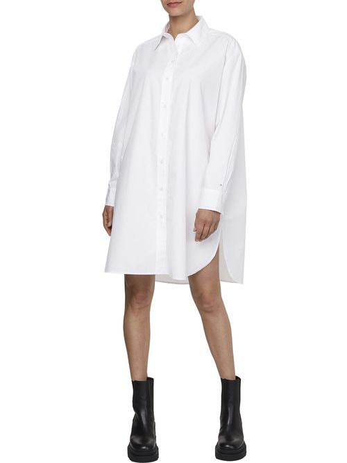 Vestido Blanco Camisero De Algodón Para Mujer
