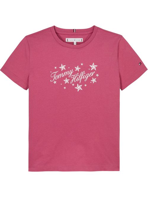 Camiseta Para Niña Rosa Con Logo Script