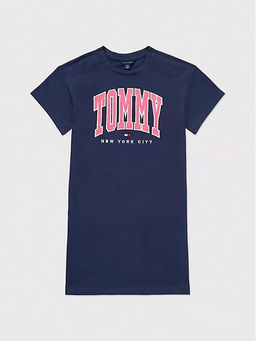 Vestido Para Niña Azul Estilo Camiseta Universitaria - Adaptive