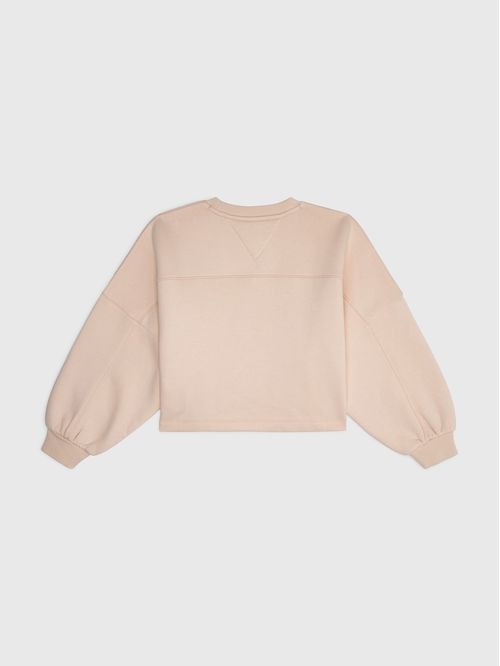 Saco Beige De Cuello Redondo Con Logo Para Niña