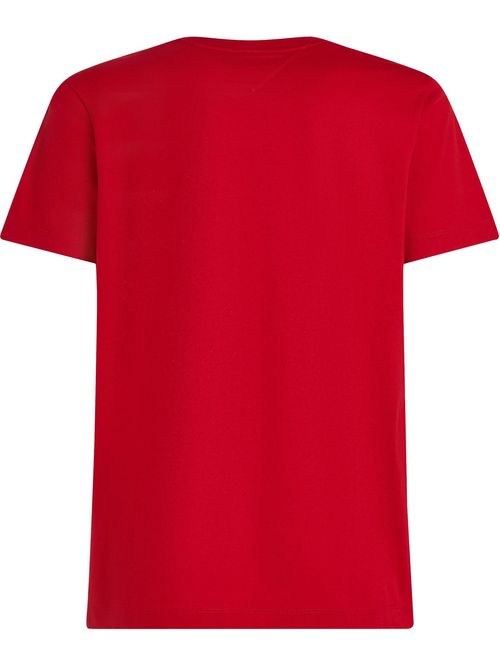 Camiseta roja de cuello redondo con bolsillo