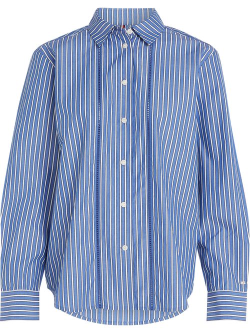 Camisa A Rayas De Corte Regular Para Mujer