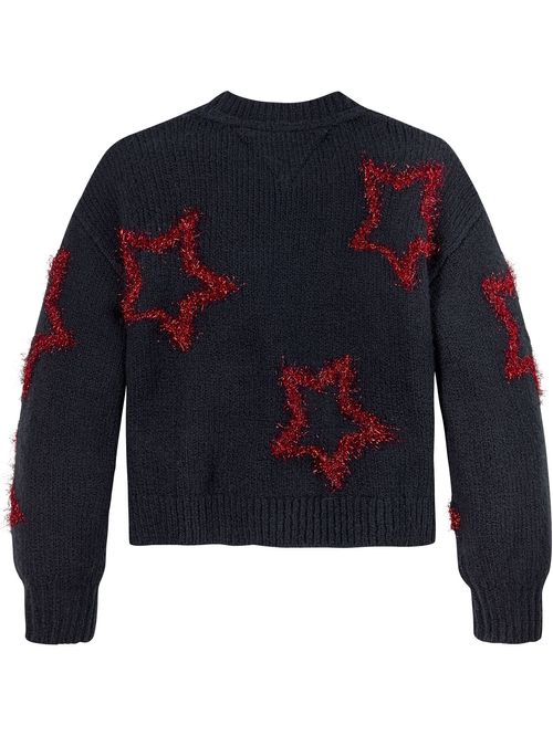 Saco Para Niña Azul Tejido Holgado Con Estrellas Metalizadas