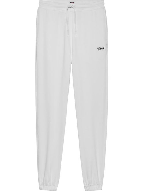 Jogger blanco relaxed con inscripción