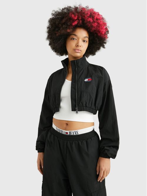 Chaqueta Negra Cropped Para Mujer