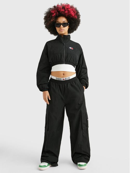 Chaqueta Negra Cropped Para Mujer