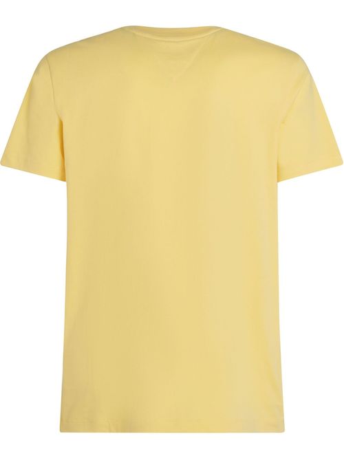 Camiseta amarilla de cuello redondo con bolsillo