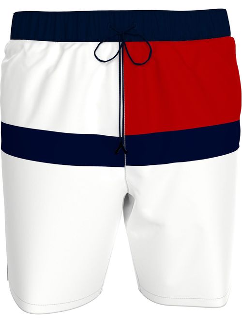 Pantaloneta De Baño Blanca Con Estampado Para Hombre