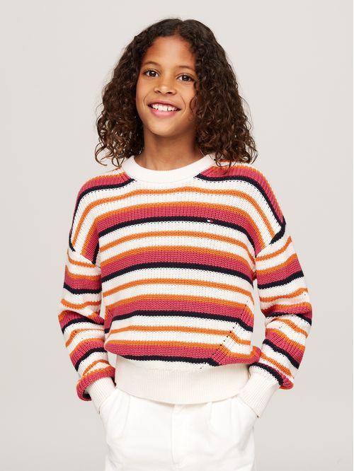 Saco tejido essential de rayas Rosadas Para Niña