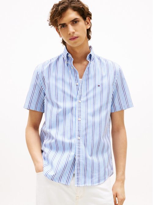 Camisa azul Americana con diseño de rayas