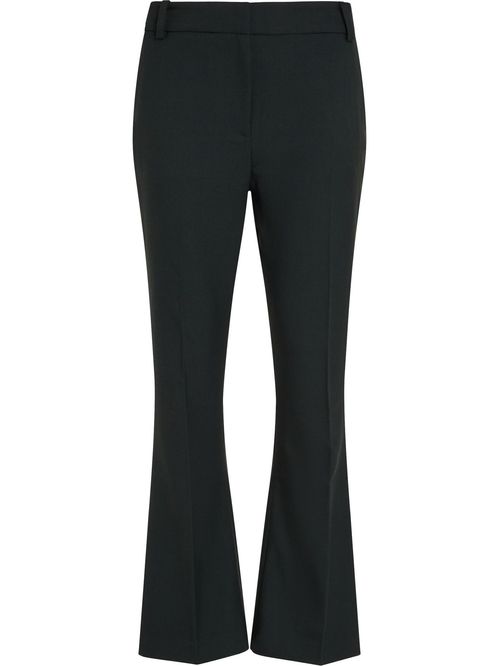 Pantalón verde acampanado con logo esmaltado