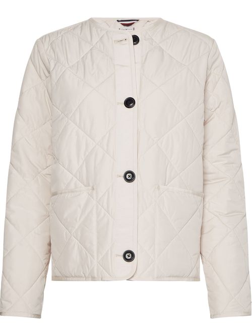 Chaqueta Acolchada Corta Sin Cuello Mujer Blanco Tommy Hilfiger