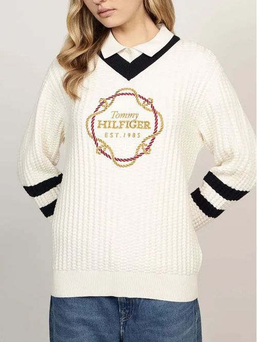 Saco Tejido De Cuello V Con Logo Gráfico