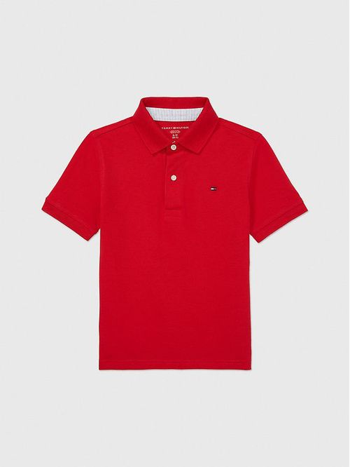 Polo De Niño Rojo Solido Con Logo