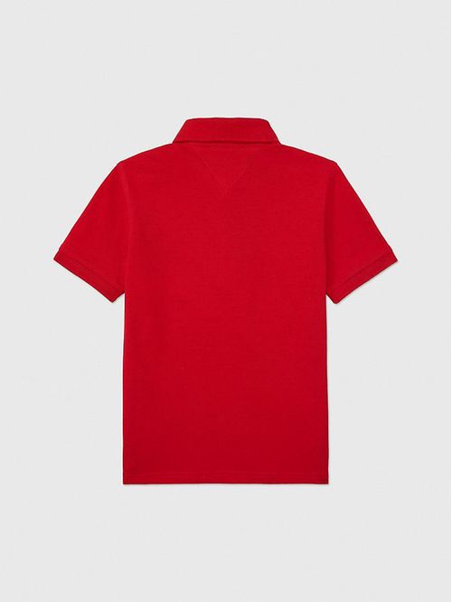 Polo De Niño Rojo Solido Con Logo