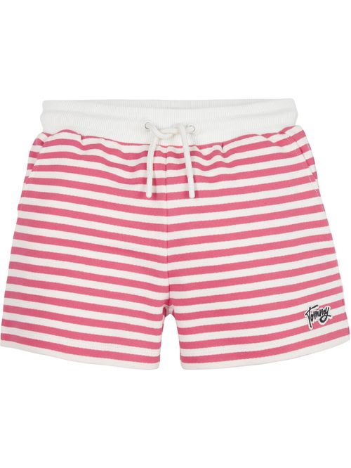 Short De Deporte Rosado Con Rayas Marineras Para Niña