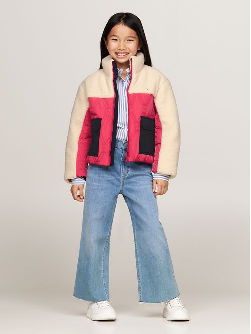 Chaqueta Para Niña Acolchada Manga Larga Con Cierre De Cremallera