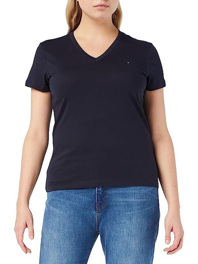 Camiseta Heritage De Cuello V Mujer Azul Tommy Hilfiger