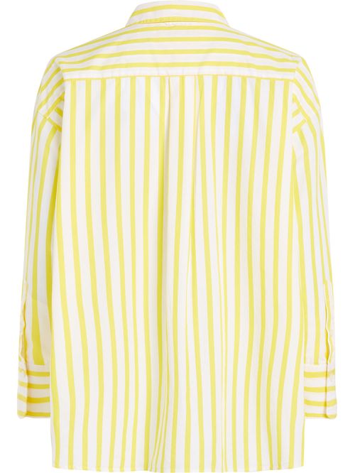 Camisa De Rayas Amarillas De Corte Ancho Para Mujer