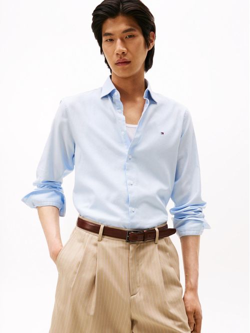 Camisa celeste Twill de manga larga