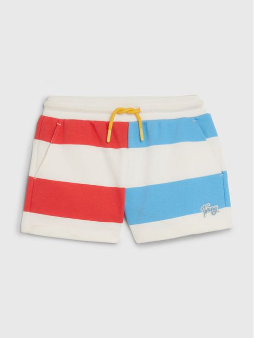 Shorts De Niña Rayas Con Diseño Color Block