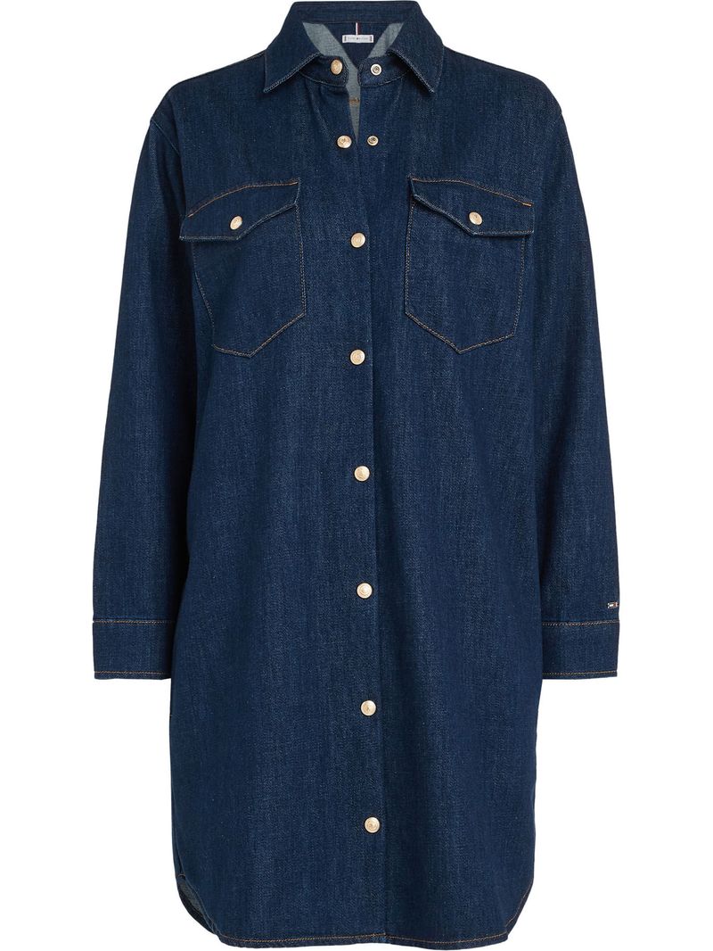 Blusa Vestido Camisero Jeans Mujer Shirt Dress Camisa Larga Mujer