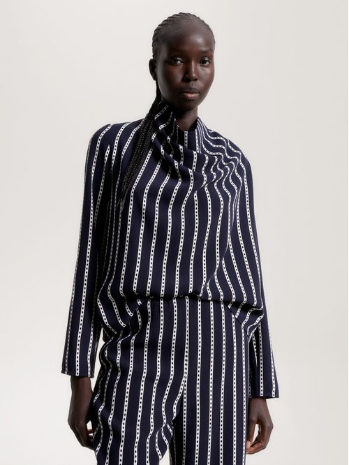 Blusa Azul Manga Larga Para Mujer