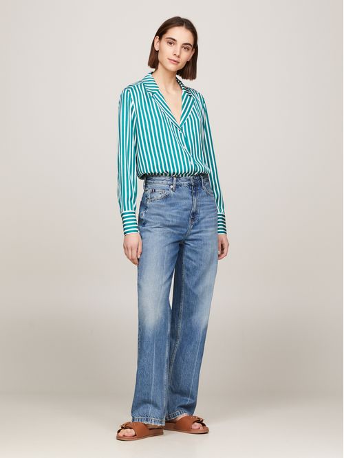 Camisa verde de rayas con corte amplio