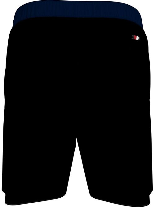 Pantaloneta De Baño Negra Con Cordón Para Hombre