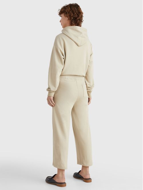 Joggers Mujer De Algodón Con Pernera Ancha Beige